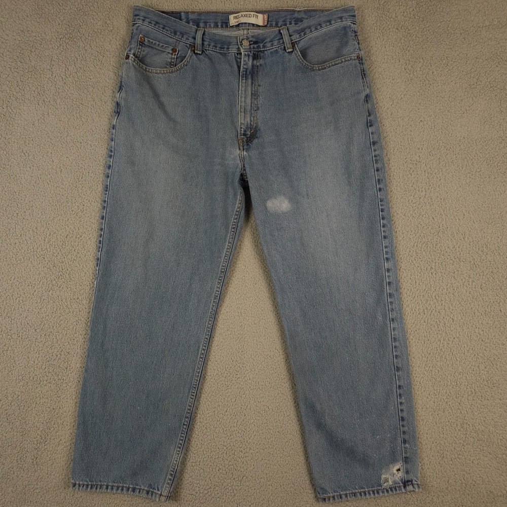 Levis 550 Jeans Mens 39x29* Blue Relaxed Fit Straight Distressed Workwear Grunge